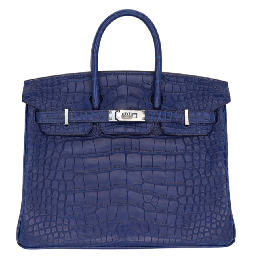 Hermes25cm Birkin Bleu Saphir Matte Alligator Palladium Hardware | Studio Nafay