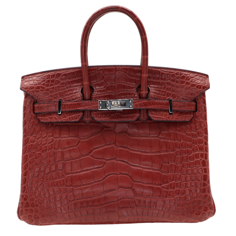 Hermes25cm Birkin Bordeaux Matte Alligator Palladium Hardware | Studio Nafay