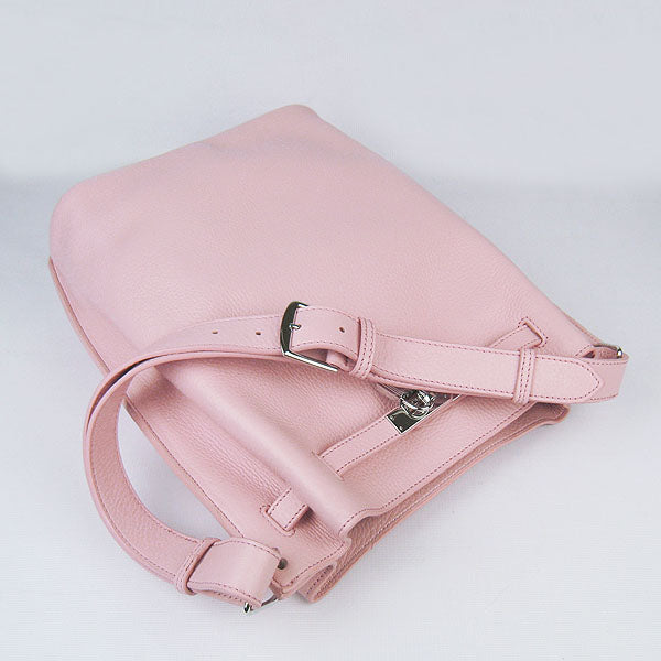 Luxury Hermes Nappa Leather Shoulder Bag pink Silver | Studio Nafay