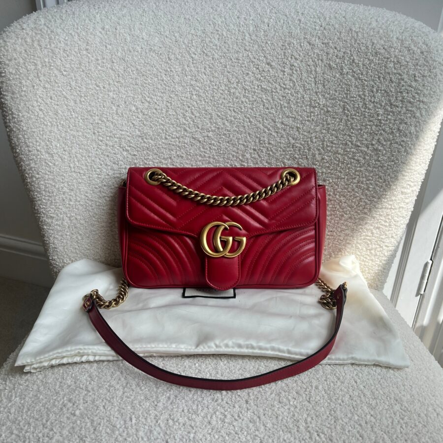 Gucci GG Hibiscus Red Marmont Small Shoulder Bag (RRP £2,070) | Studio Nafay