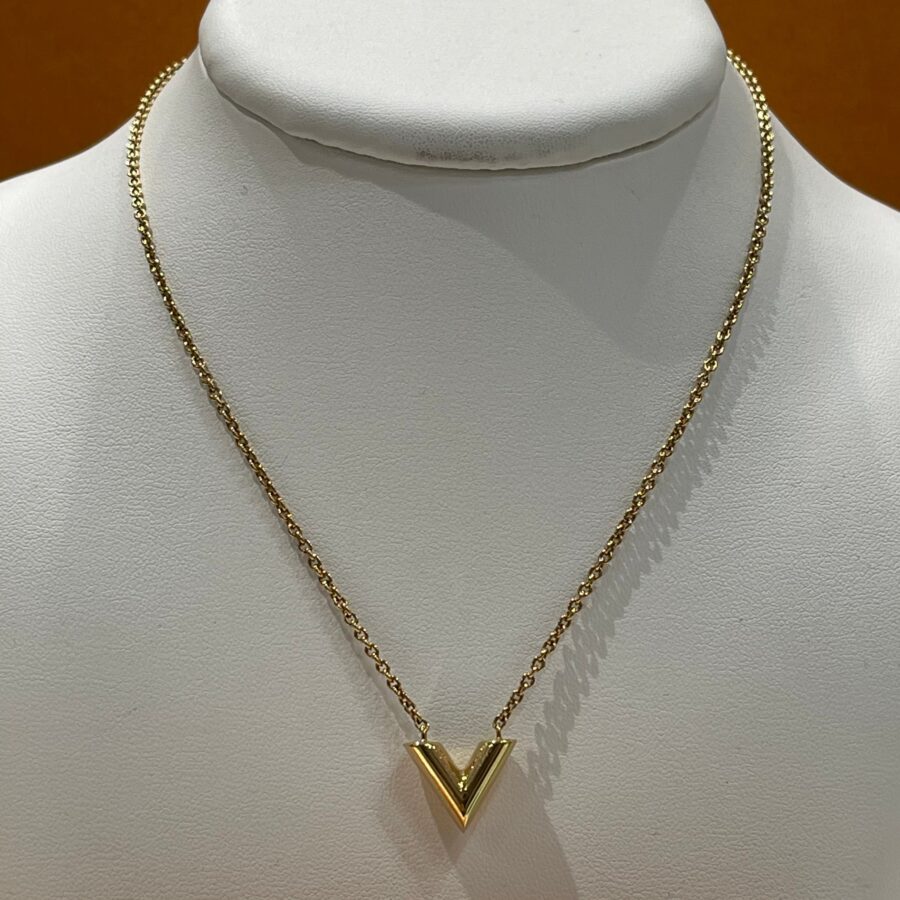 Louis Vuitton - Collier pendentif V essential gold
