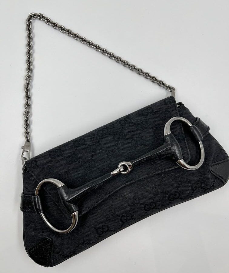 Gucci Horsebit Canvas Shoulder Bag | Studio Nafay