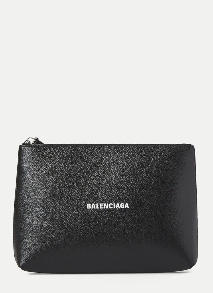BALENCIAGA CASH LOGO CALFSKIN LEATHER MEDIUM CLUTCH WRISTLET - Product Image 2