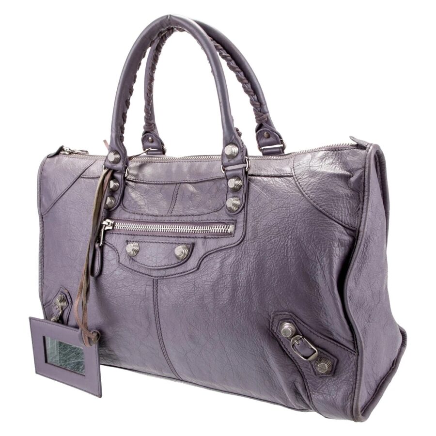 BALENCIAGA LAMBSKIN LEATHER JACINTHE GIANT 12 WORK BAG | Studio Nafay