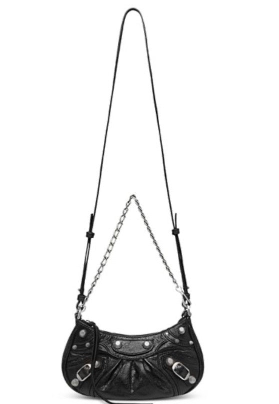 BALENCIAGA LE CAGOLE LAMBSKIN LEATHER MINI CHAIN SHOULDER BAG | Studio Nafay