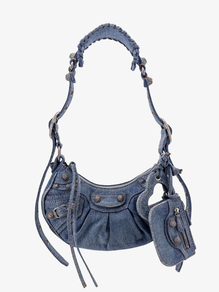 BALENCIAGA LE CAGOLE SMALL DENIM CRYSTAL SHOULDER BAG - Product Image 2