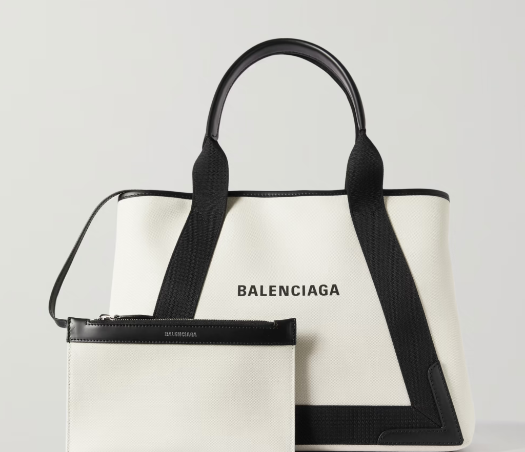 BALENCIAGA LEATHER TRIMMED TWO TONE CANVAS TOTE BAG - Product Image 2