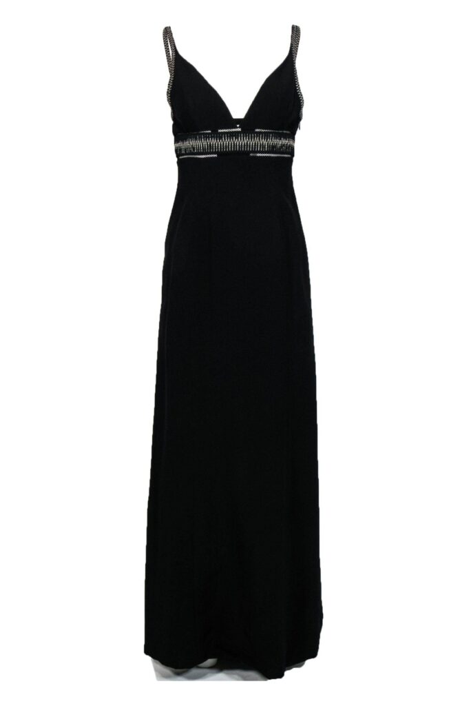 Balenciaga - Black Sleeveless Gown w/ Silver Embroidery Sz M | Studio Nafay