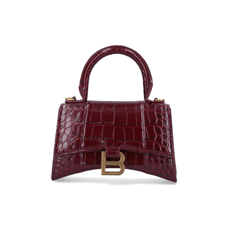 BALENCIAGA HOURGLASS CROCODILE EFFECT LEATHER BAG | Studio Nafay