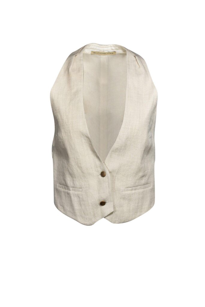 Balenciaga Paris - Beige Textured Vest Sz 8 | Studio Nafay