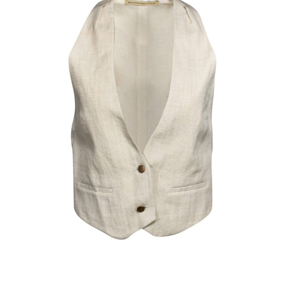 Balenciaga Paris - Beige Textured Vest Sz 8 | Studio Nafay