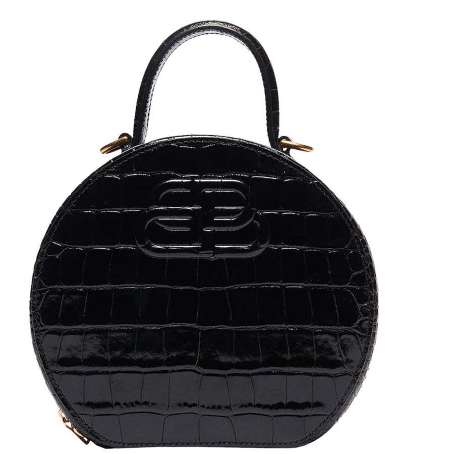 BALENCIAGA XS Embossed Croc Vanity Round Bag | Studio Nafay