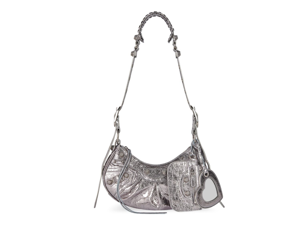 BALENCIAGA LE CAGOLE XS SHOULDER BAG METALLIZED IN SILVER - Product Image 2