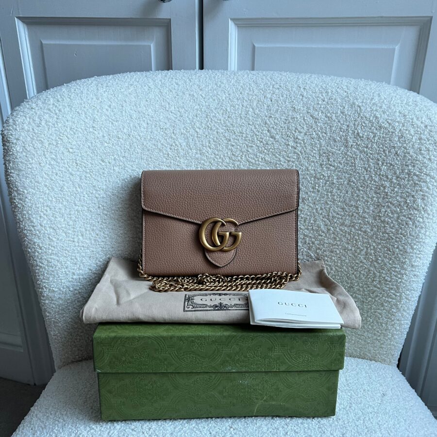 Gucci Beige GG Marmont Chain Wallet (RRP £1095) | Studio Nafay