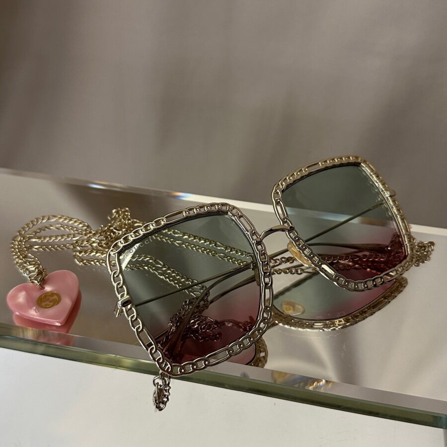 GUCCI Chain Sunglasses Gold | Studio Nafay