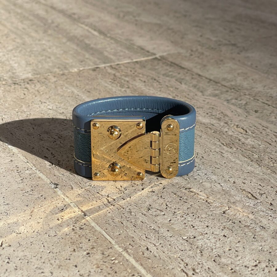 Louis Vuitton - Bracelet Cuir Suhali serrure bleu