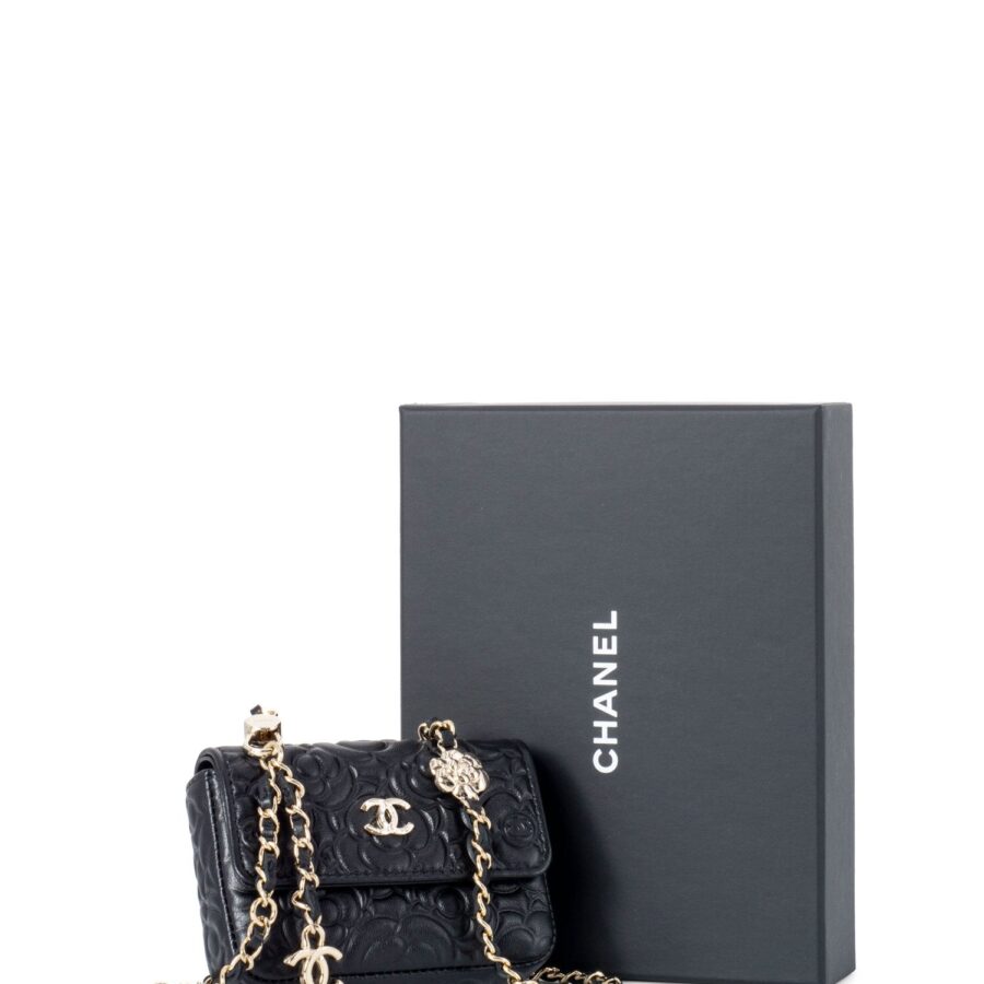 Chanel Camellia Quilted Leather Chain Belt Bag Black | Studio Nafay