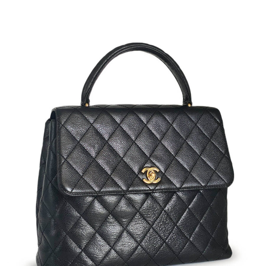 Chanel Caviar Quilted Large Coco Handle Flap Bag Black | Studio Nafay