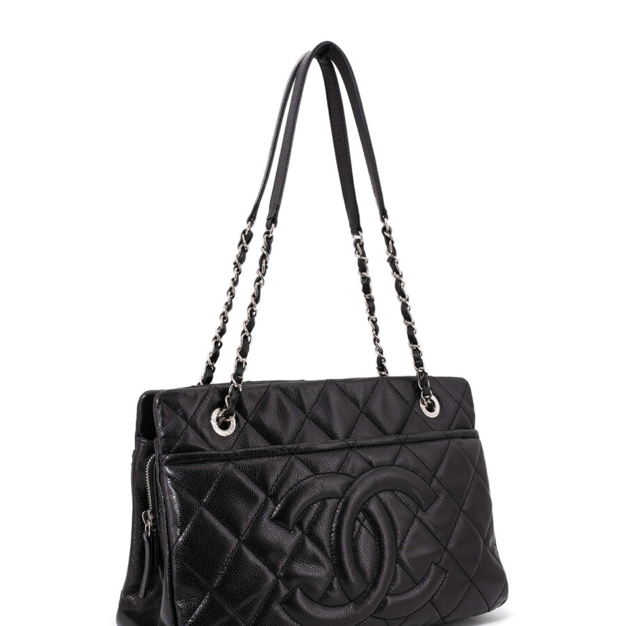 Chanel Caviar Quilted Leather CC Logo Shopper Bag Black | Studio Nafay