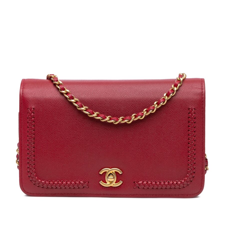 Chanel CC Caviar Braided Trim Wallet On Chain | Studio Nafay