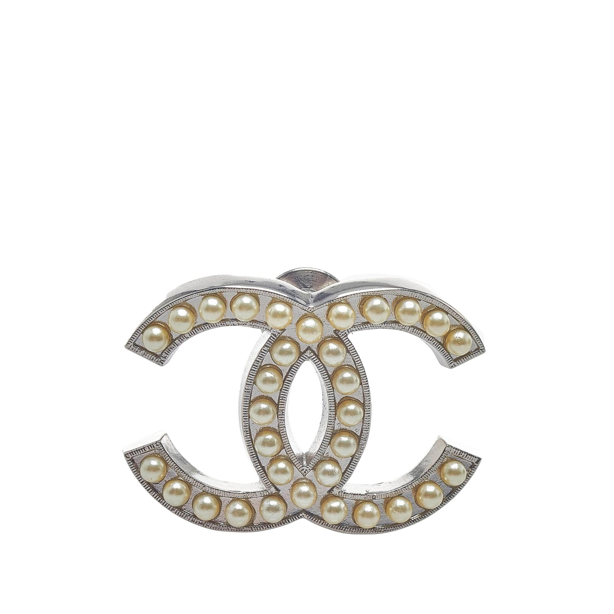Chanel CC Faux Pearl Brooch