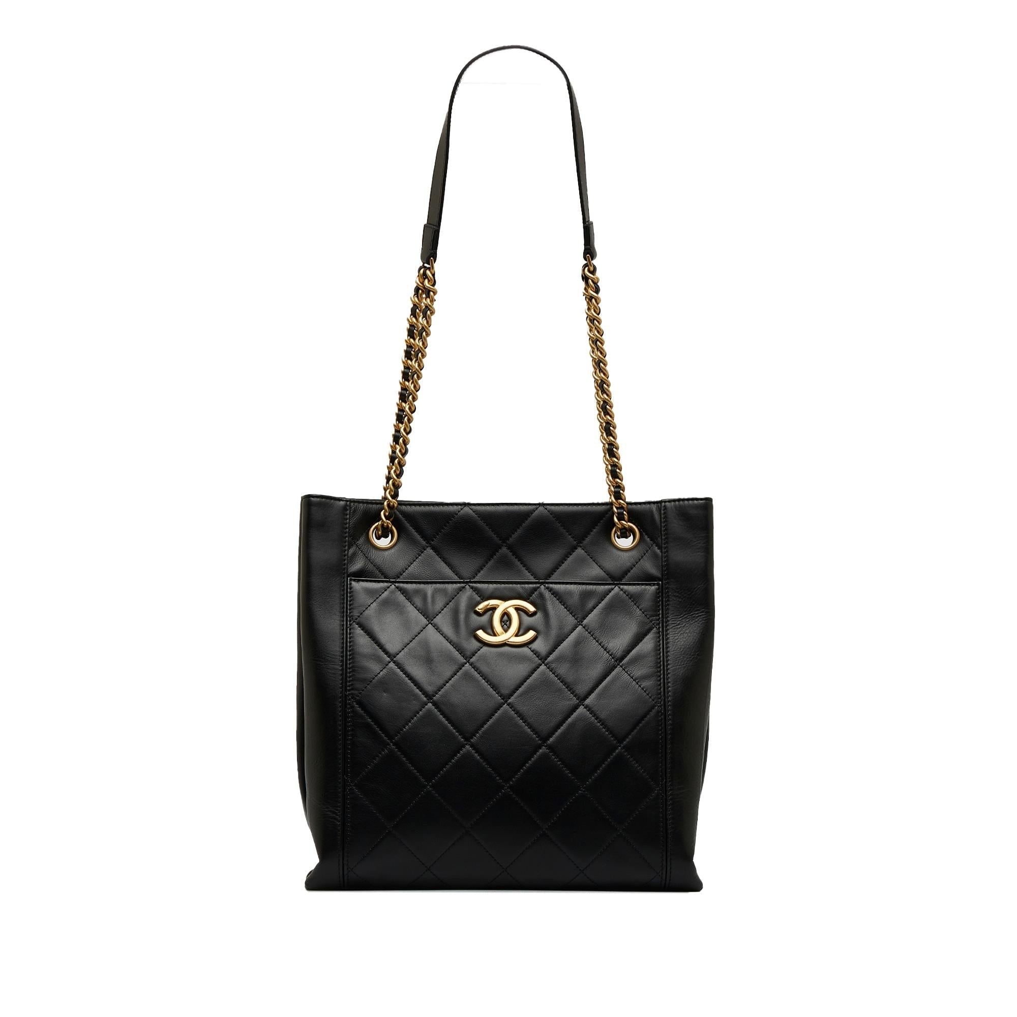 Chanel CC Front Pocket Calfskin Shopping Tote