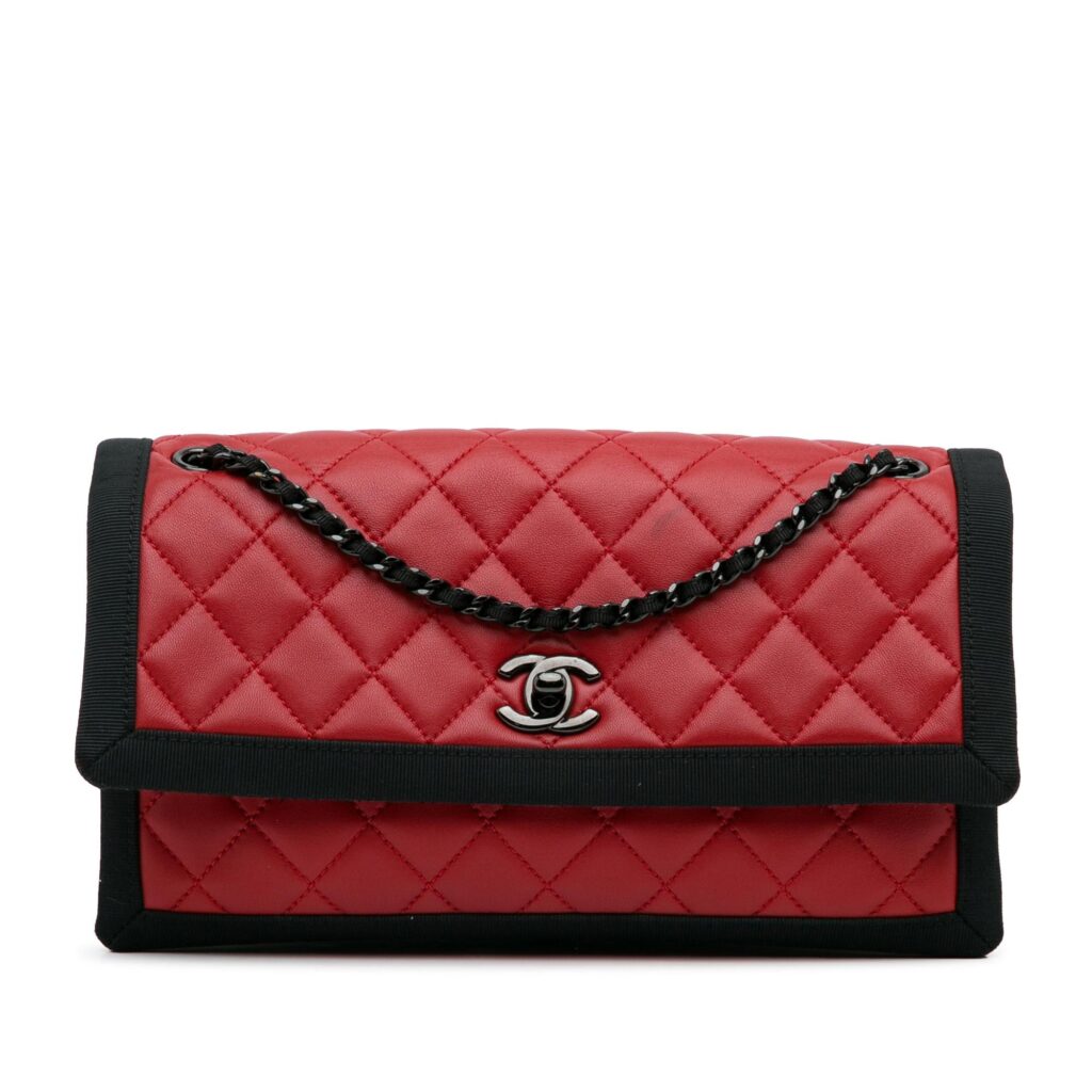 Chanel CC Grossgrain trim Lambskin Flap Shoulder Bag | Studio Nafay