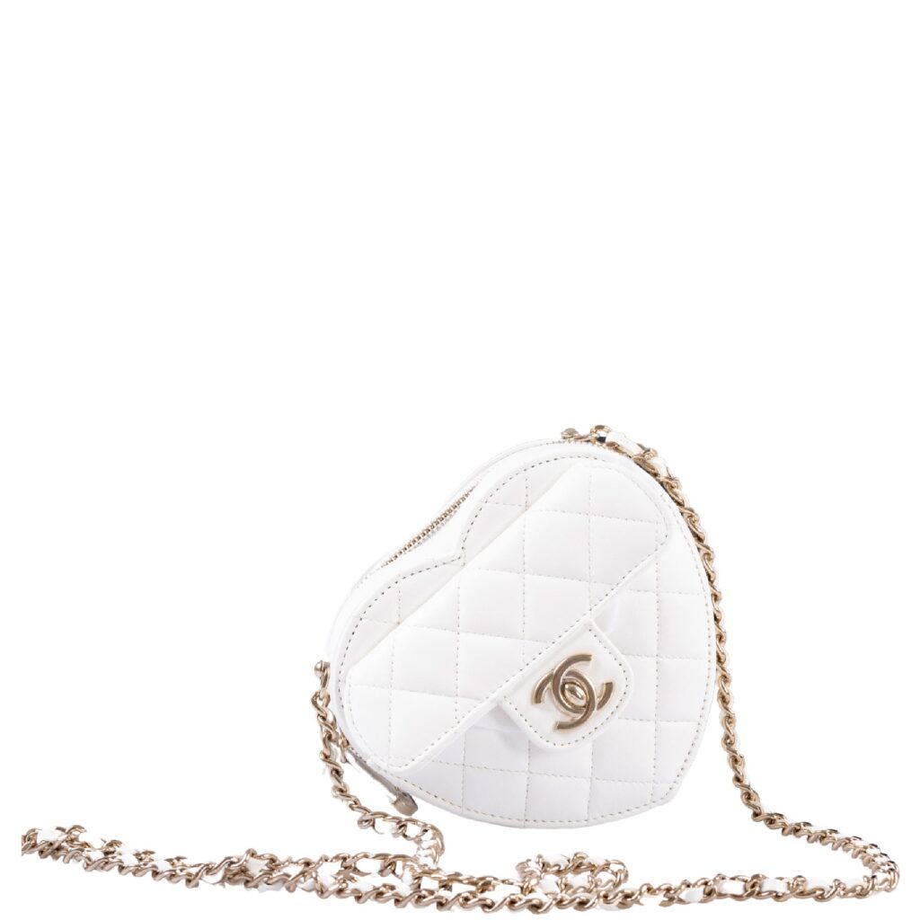 Chanel CC In Love Clutch with Chain White Quilted Lambskin Gold Hardware - Product Image 2