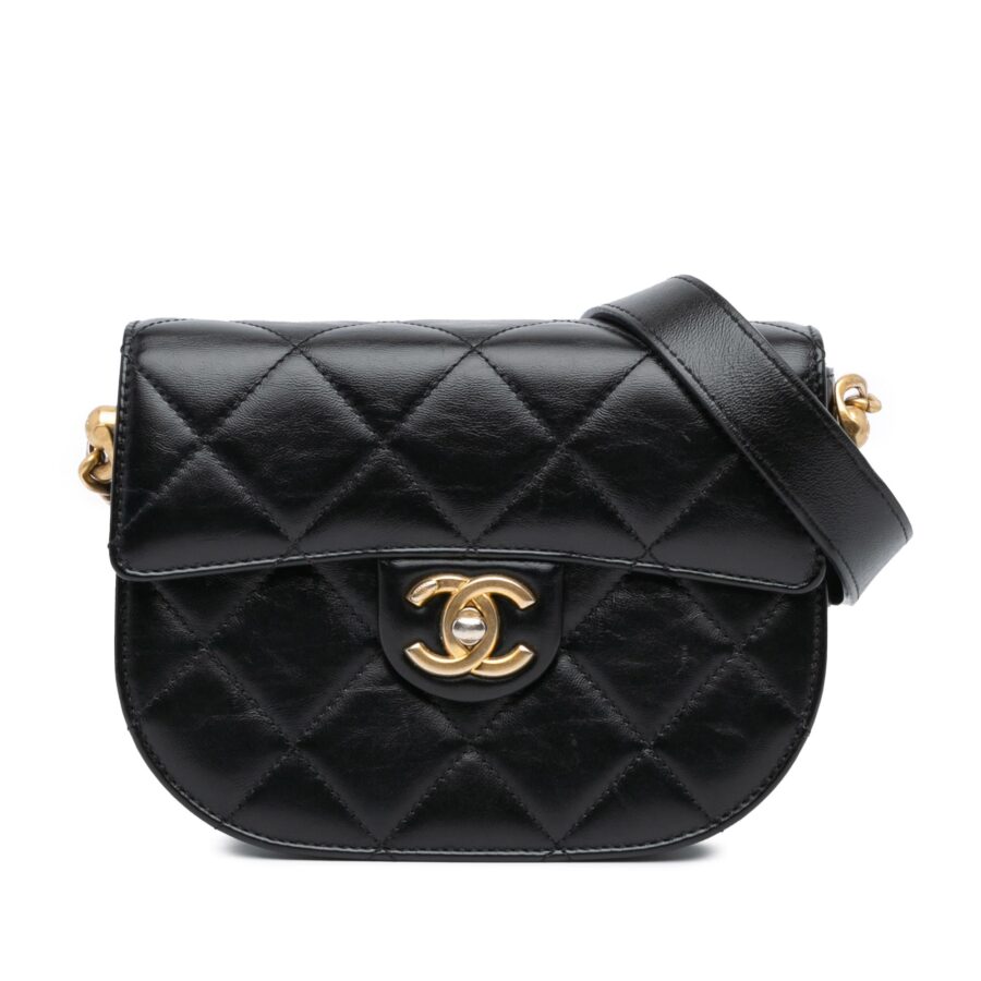 Chanel CC Quilted Calfskin Round Moon Messenger Flap | Studio Nafay