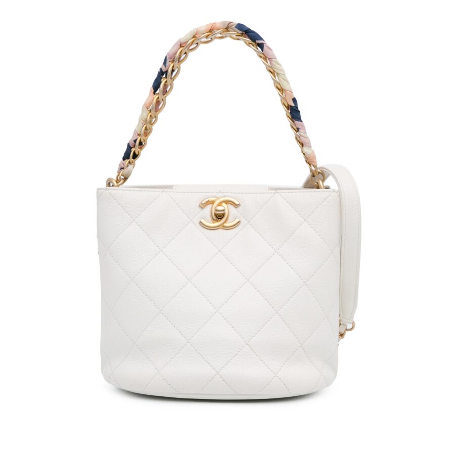 Chanel CC Quilted Caviar Chain Scarf Handle Bucket Bag | Studio Nafay