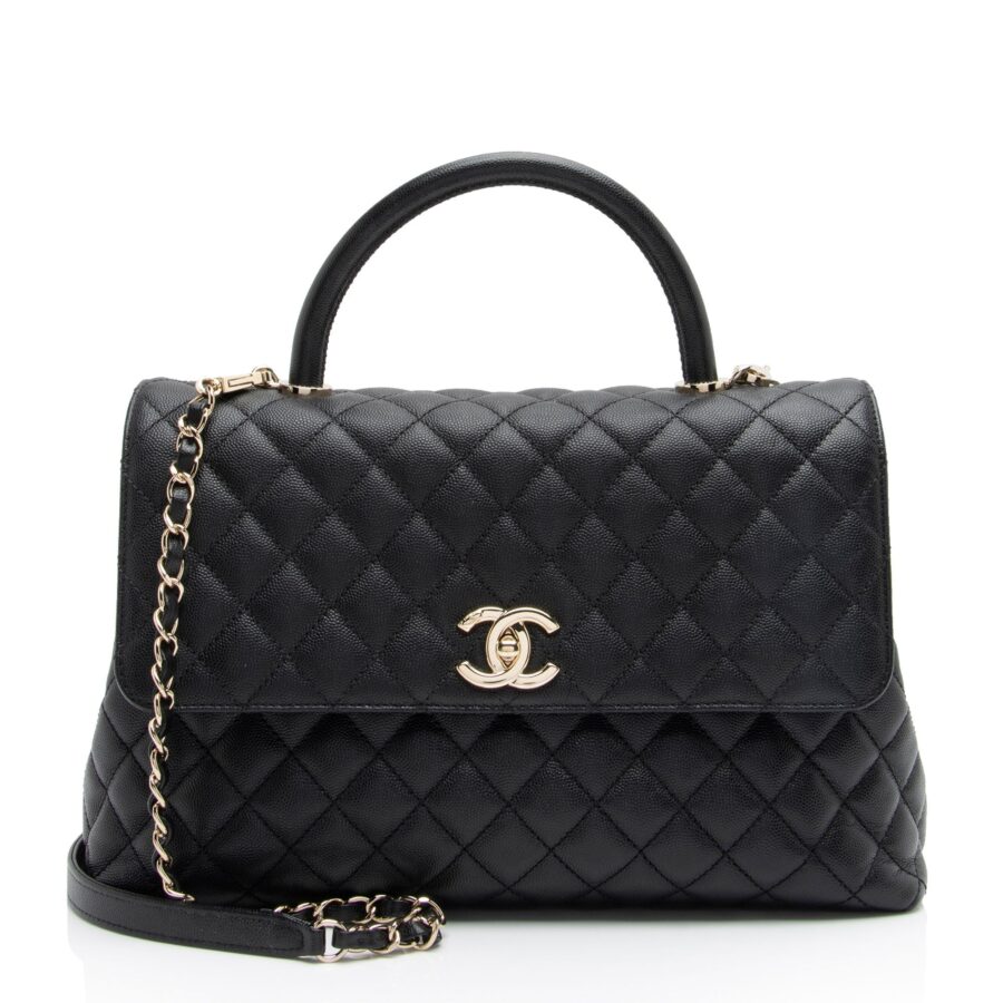 Chanel Caviar Leather Coco Top Handle Medium Flap Bag | Studio Nafay