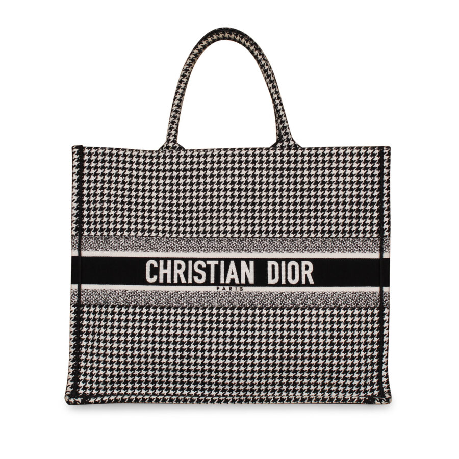 Large Dior Book Tote - Houndstooth | Studio Nafay