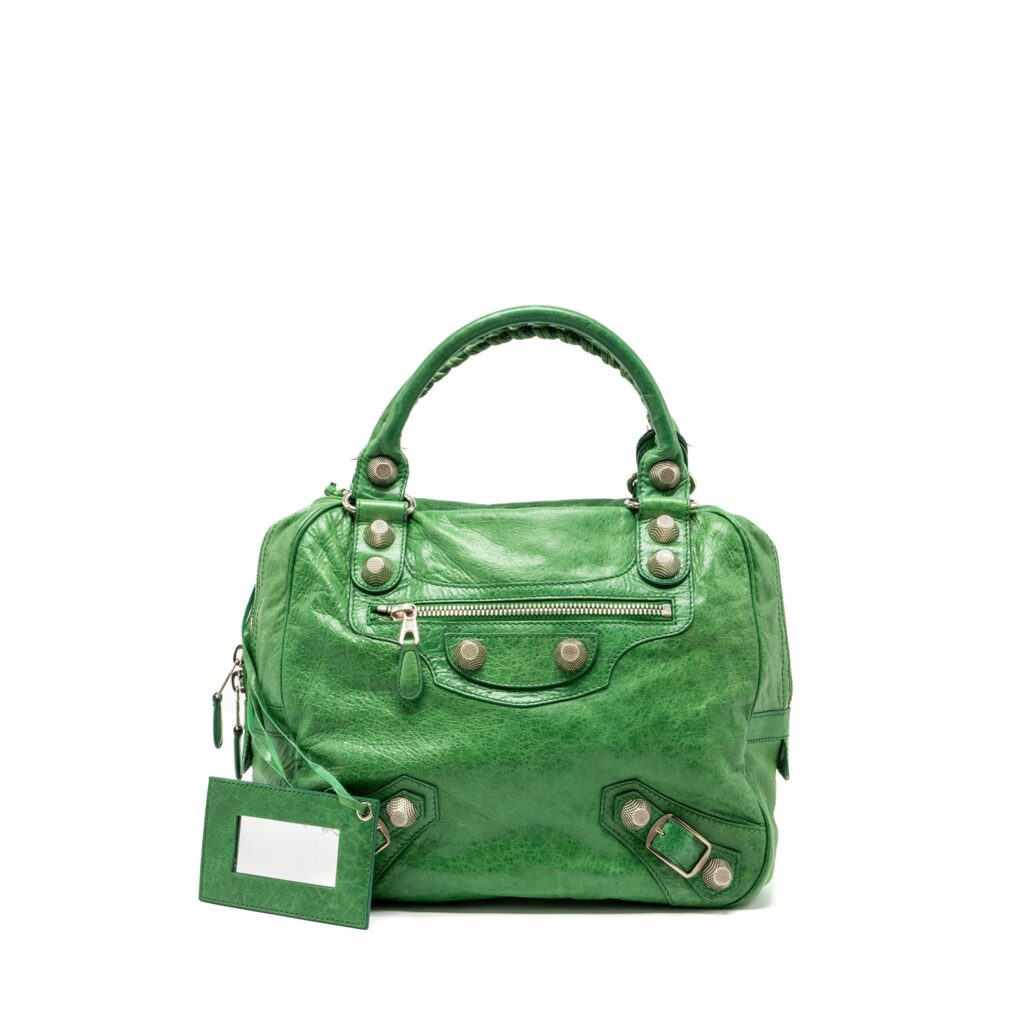 Balenciaga zip handle bag green leather SHW | Studio Nafay