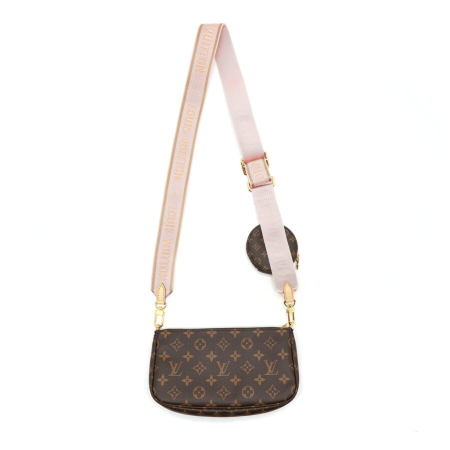 Louis Vuitton Multi Pochette Accessories Monogram Canvas With Rose Clair Strap GHW | Studio Nafay