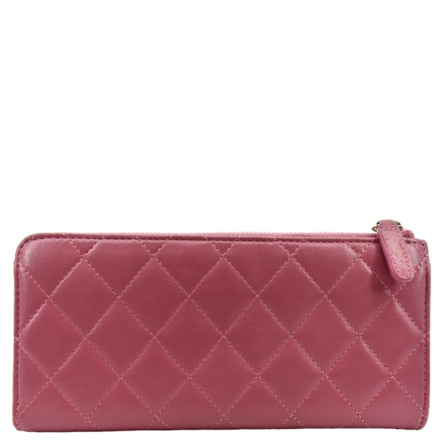 CHANEL CC Quilted Leather Zip Wallet Pink | Studio Nafay