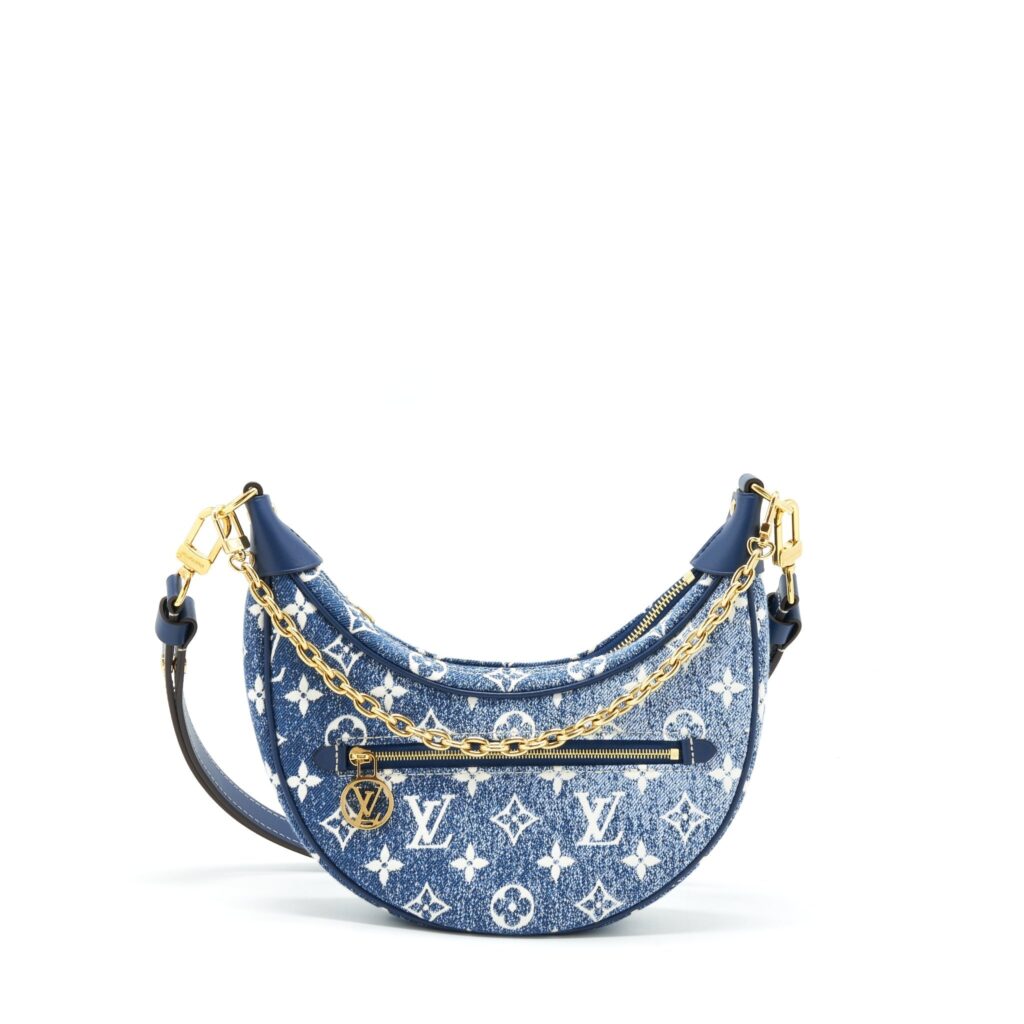Louis Vuitton Half-Moon Loop Baguette Handbag Denim Blue GHW | Studio Nafay