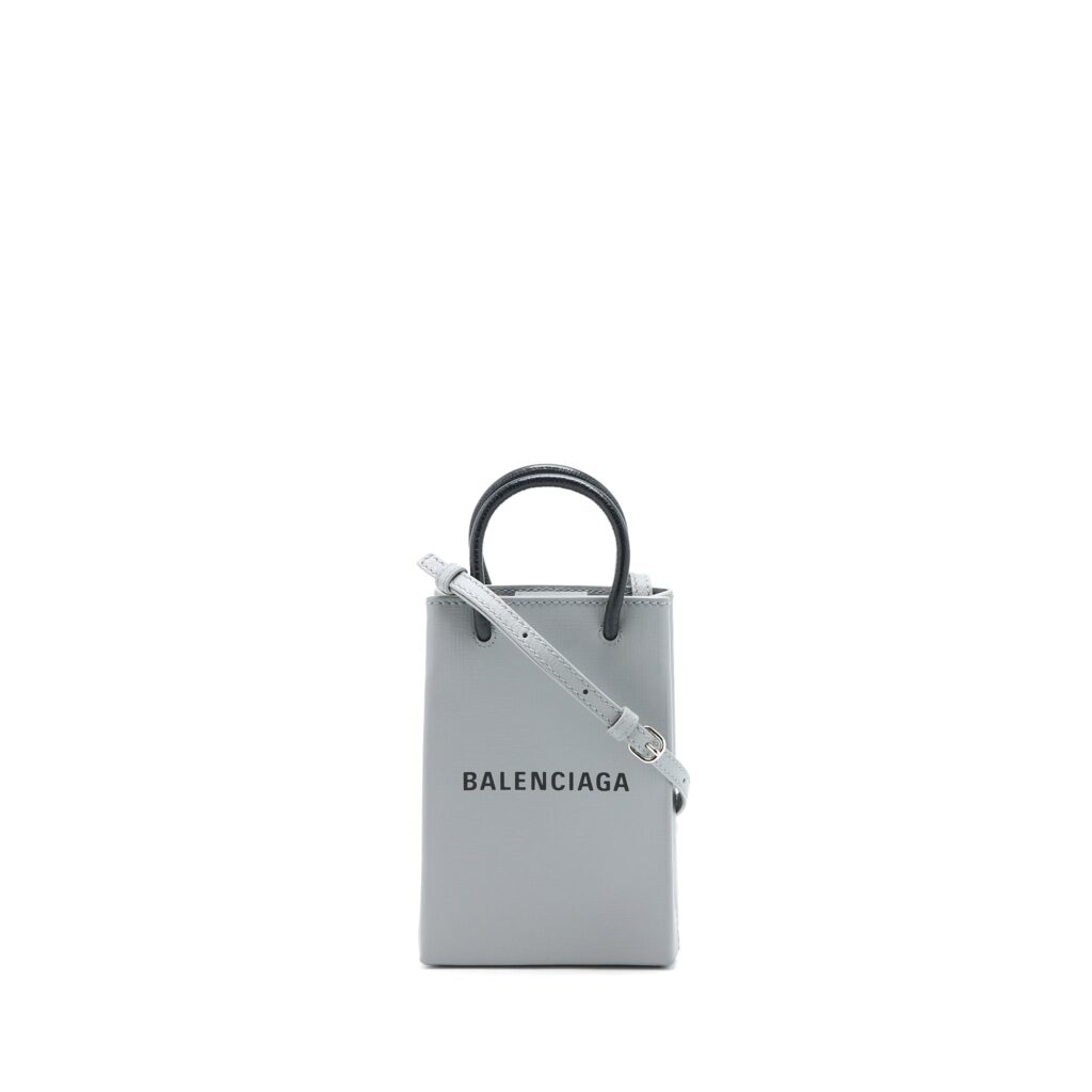 Balenciaga Mini Shopping Phone Pouch Grey SHW | Studio Nafay