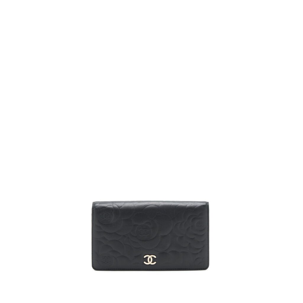 Chanel Camellia Fold Long Wallet Lambskin black / silver SHW - Product Image 2