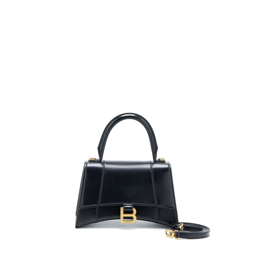 Balenciaga Hourglass Small Handbag Box Calfskin Black GHW | Studio Nafay