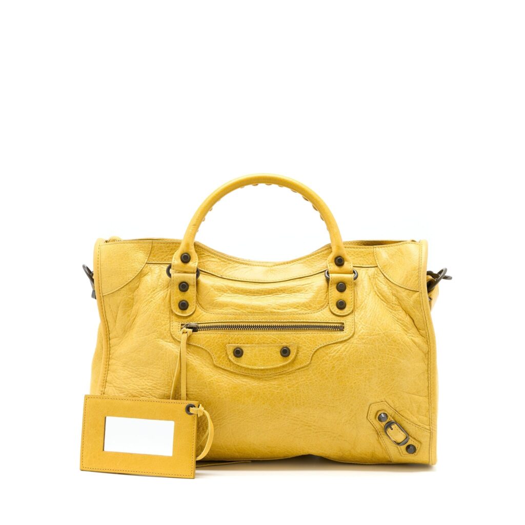 Balenciaga Classic City Bag Lambskin Yellow with Black Hardware | Studio Nafay