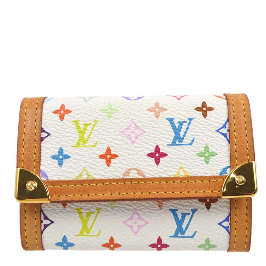 Louis Vuitton White Multicolor Porte Monnaie Plat Wallet