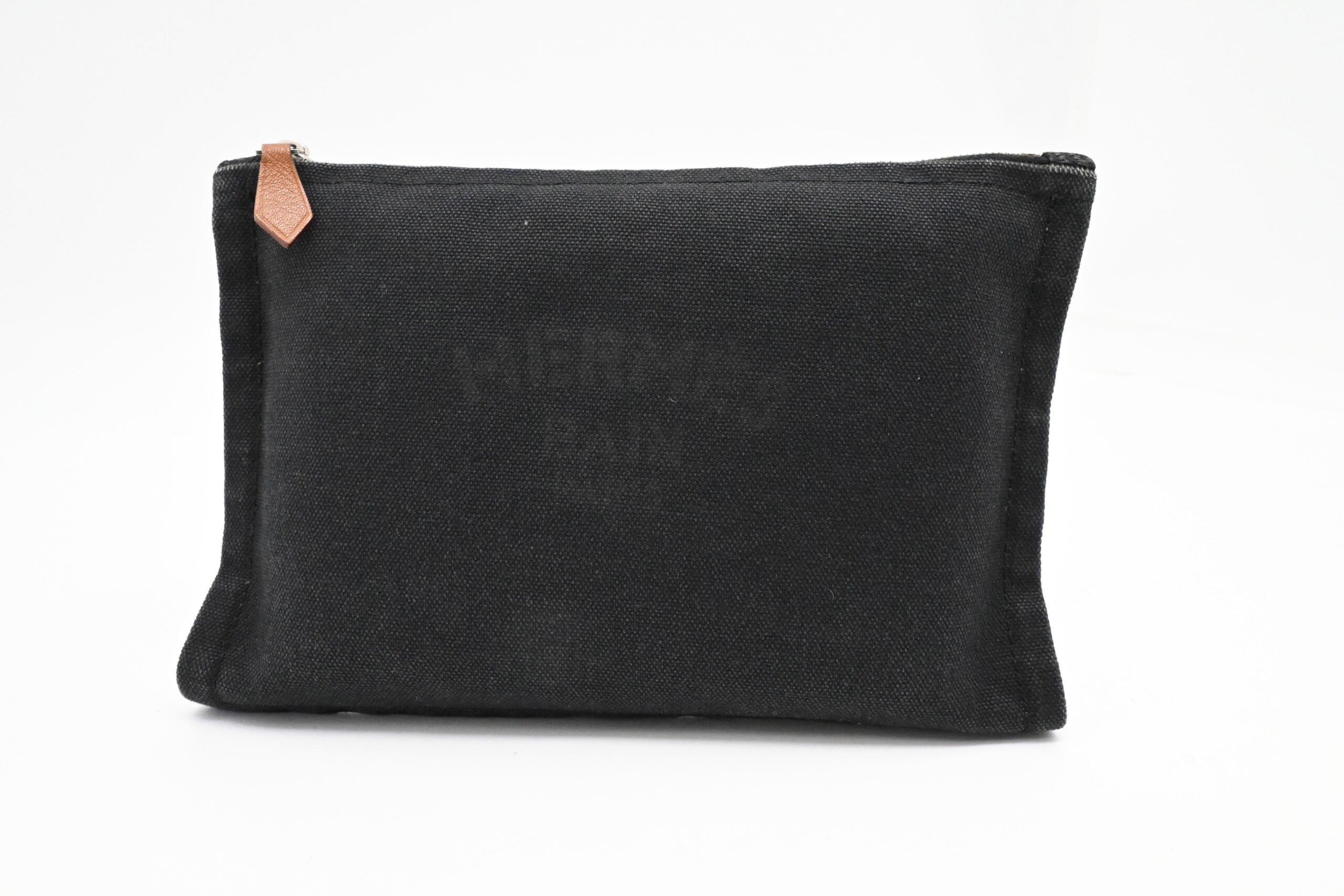Hermes Small Bain Pouch in Black Canvas