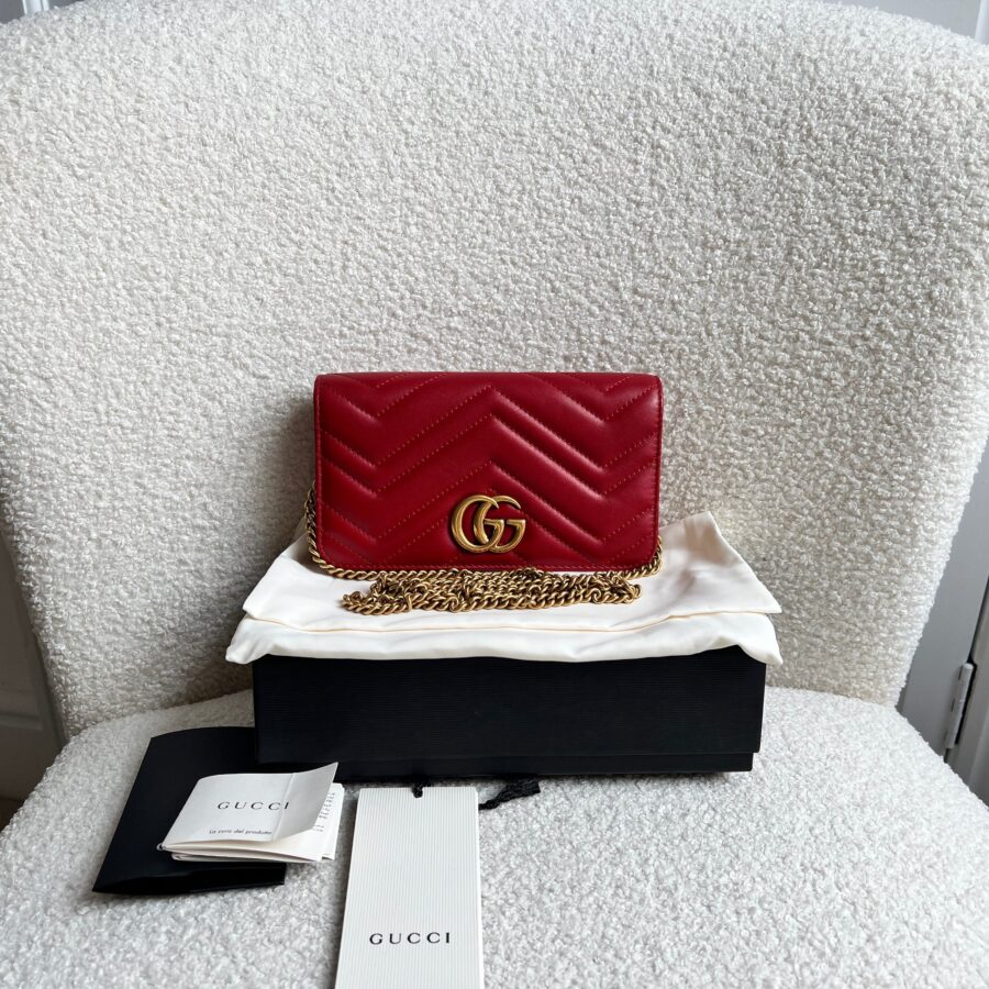 Gucci GG Hibiscus Red Marmont 2.0 Flap Chain Bag | Studio Nafay