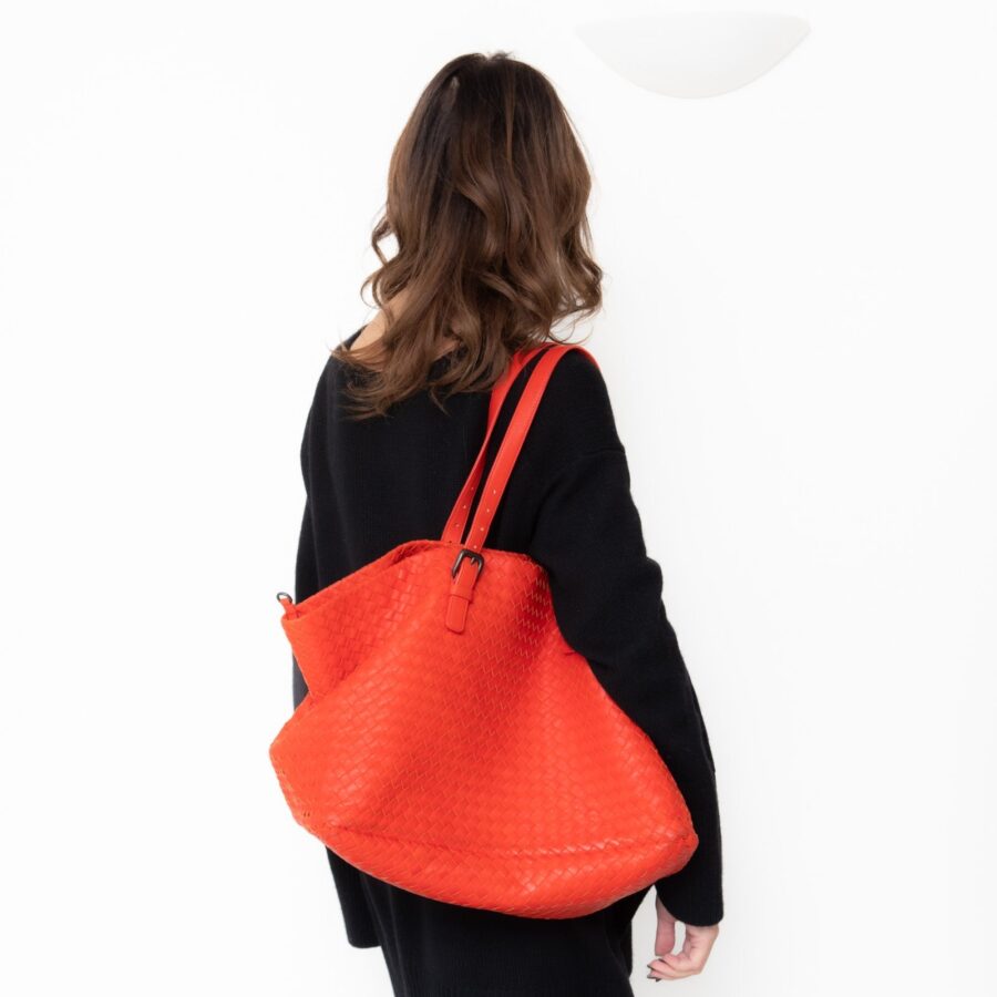 Bottega Veneta Red Intrecciato Woven Nappa Leather Cesta Tote Bag | Studio Nafay
