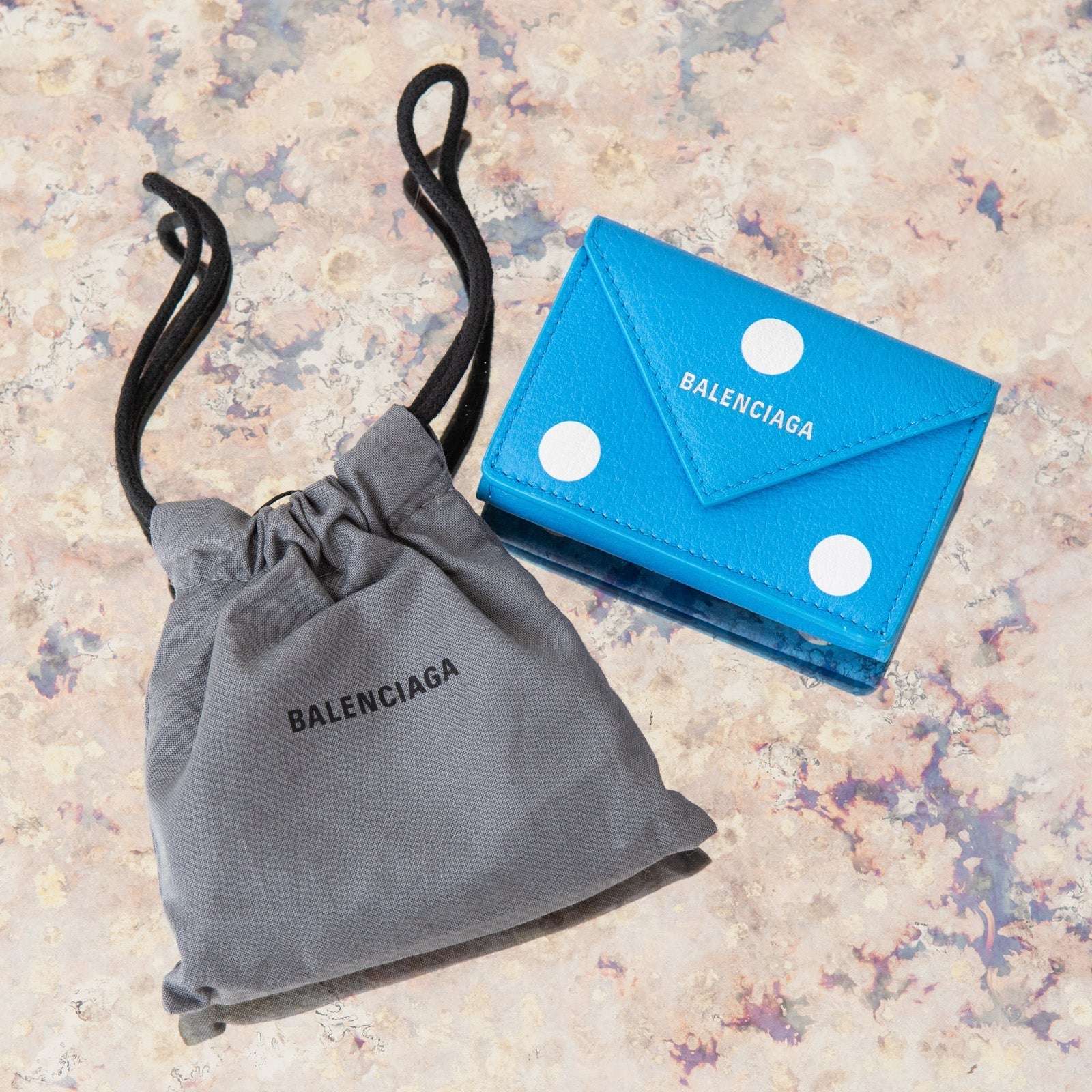 Balenciaga Light Blue Leather Mini Papier Wallet