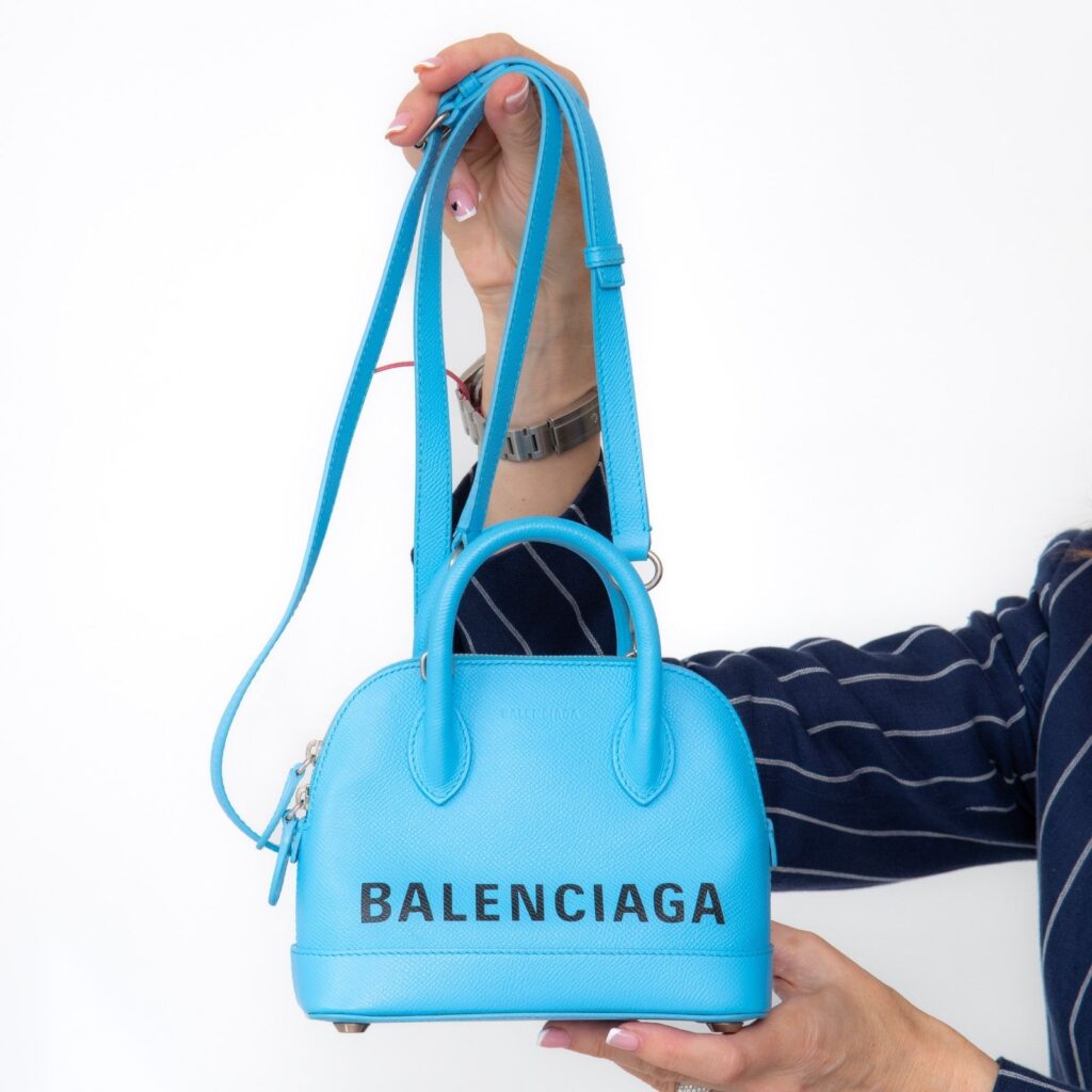 Balenciaga Light Blue Leather Small Ville Satchel Bag - Product Image 2