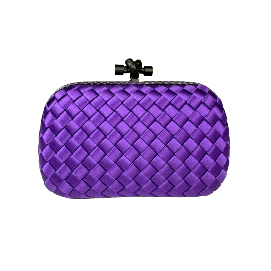 Bottega Veneta Knot Clutch Purple Satin | Studio Nafay