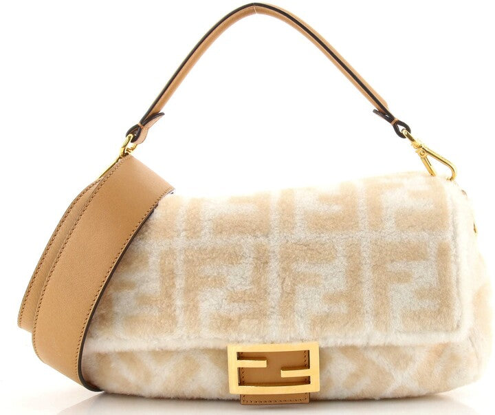 FENDI BAGUETTE NM ZUCCA MEDIUM SHEARLING BAG | Studio Nafay