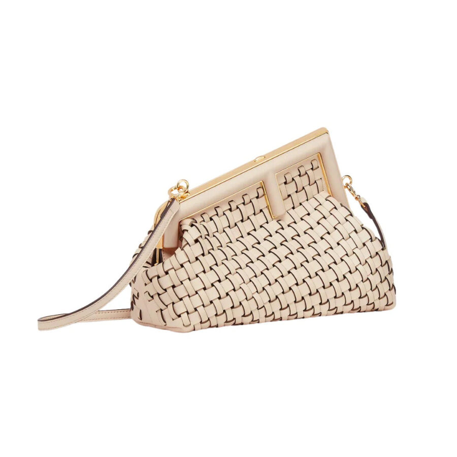 FENDI FENDI FIRST SMALL INTERLACED LEATHER BAG | Studio Nafay