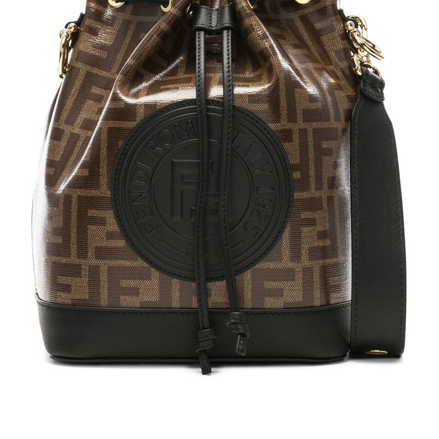 FENDI FF LOGO PRINT EMBLEM MON TRESOR BUCKET BAG | Studio Nafay